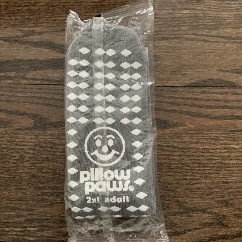 PILLOW PAWS TERRIES Double Tread Adult Hospital Home Slipper Socks XXL Grey